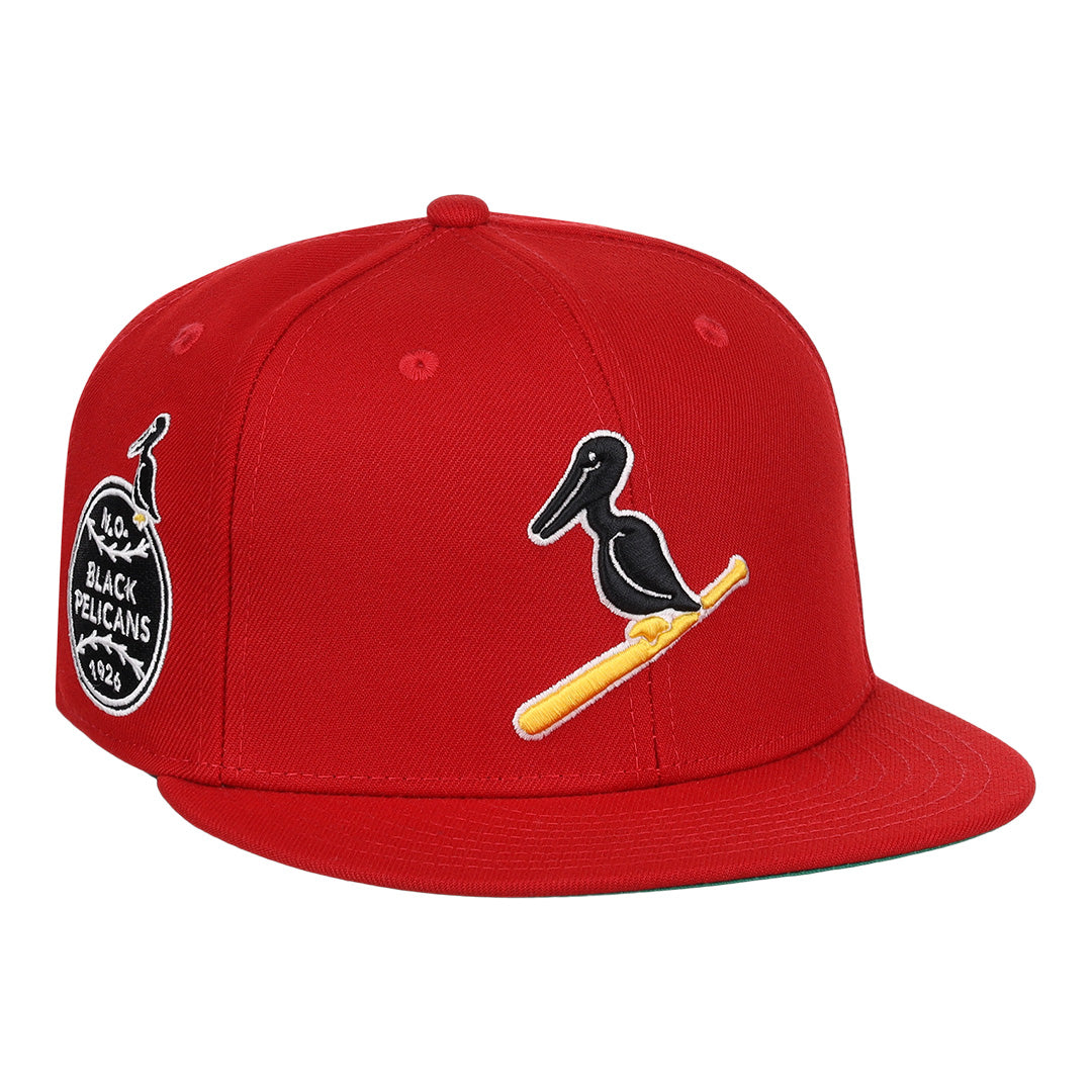 New Orleans Black Pelicans NLB Team Color Fitted Ballcap - Red