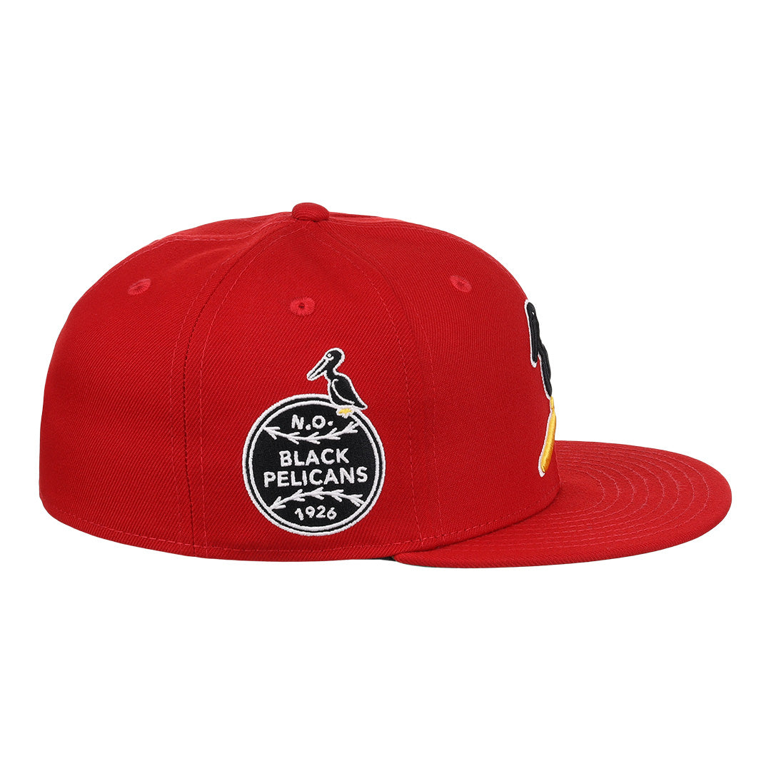 New Orleans Black Pelicans NLB Team Color Fitted Ballcap - Red