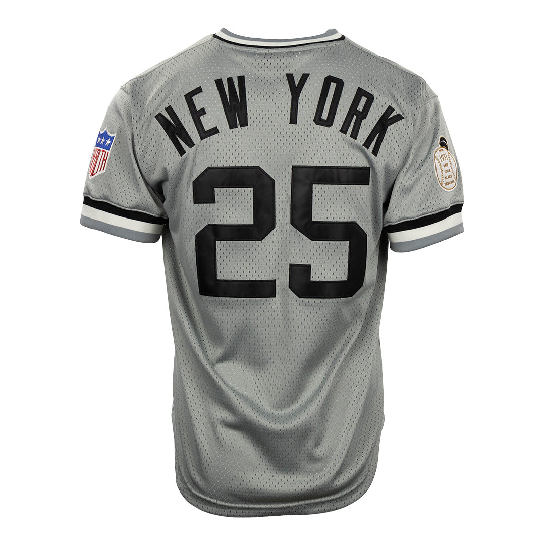 #25 New York Black Yankees Rings & Crwns Mesh Button-Down Replica Jersey -  Cream