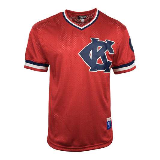 Ebbets Field Flannels Negro League Allover Vintage Inspired NL Replica V-Neck Mesh Jersey - Red
