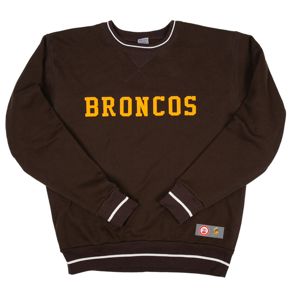 Denver Broncos Crest Crewneck from Homage. | Officially Licensed Vintage NFL Apparel from Homage Pro Shop.